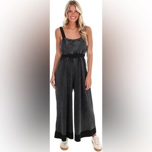 NWT Umgee Waffle Textured Blue Jumpsuit